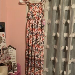 Btween Floral Maxi Dress with Strappy Design